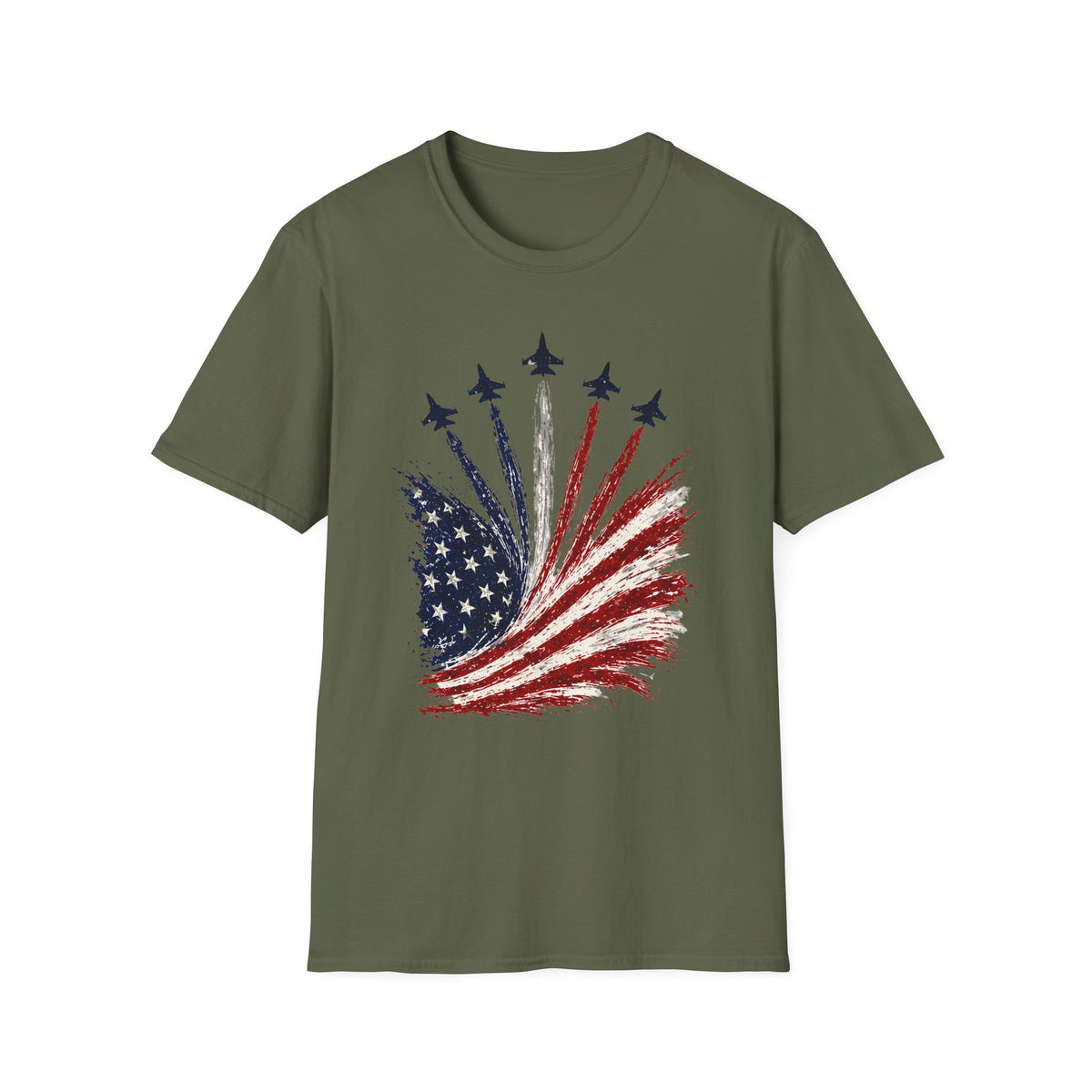 Fighter Jet Flyover American Flag Tee