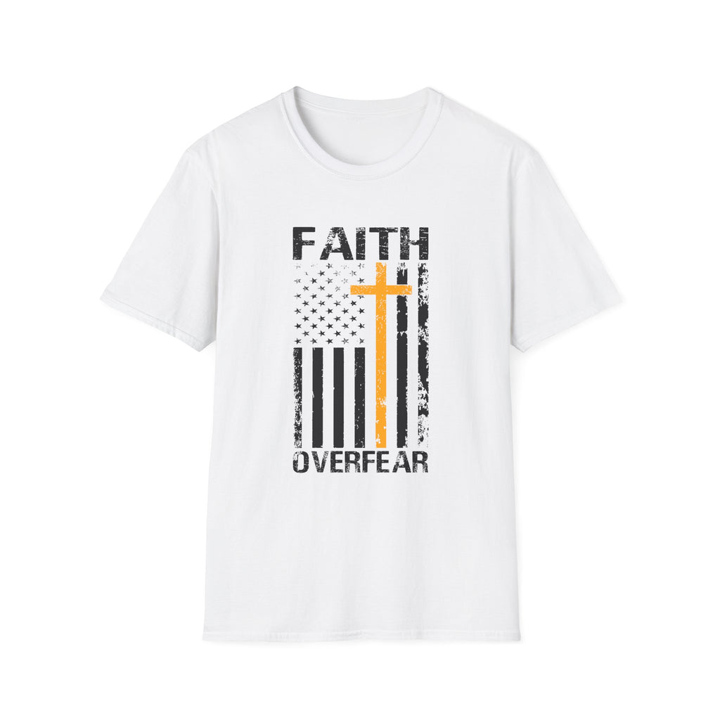 Faith Over Fear — Flag & Cross Christian Tee