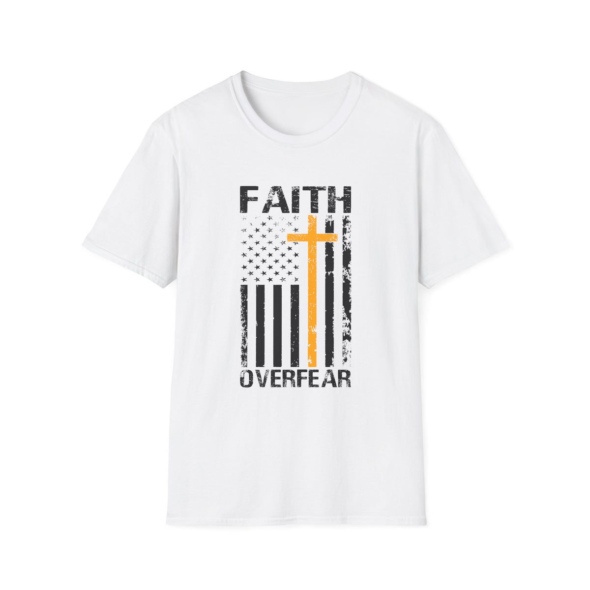 Faith Over Fear — Flag & Cross Christian Tee