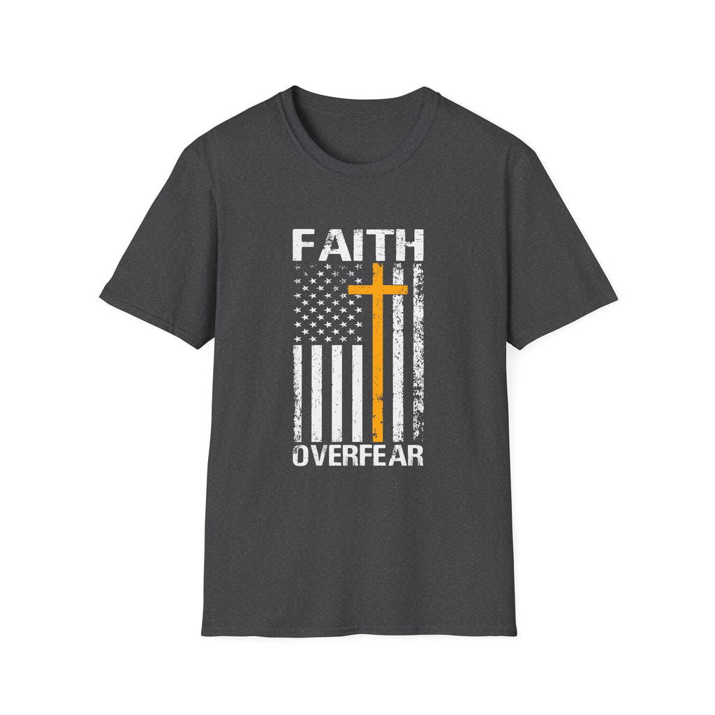 Faith Over Fear — Flag & Cross Christian Tee