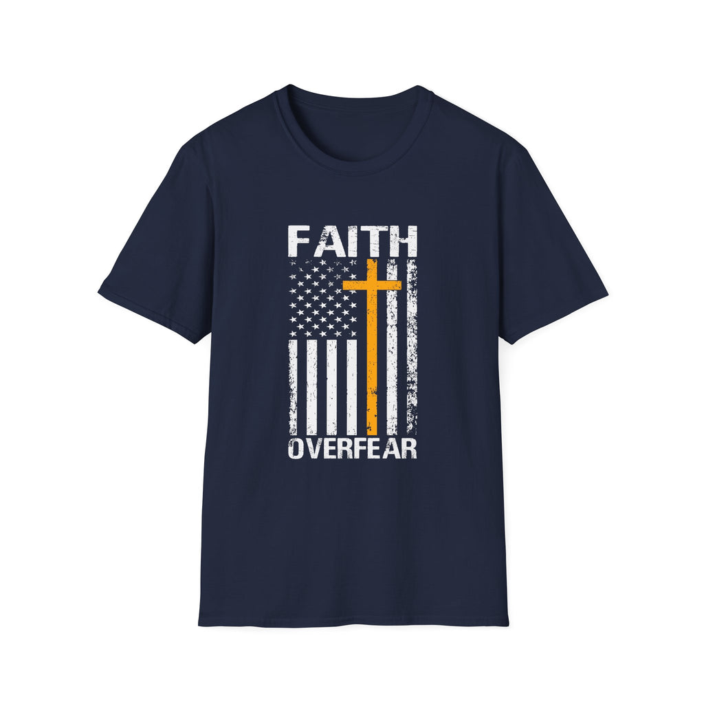 Faith Over Fear — Flag & Cross Christian Tee