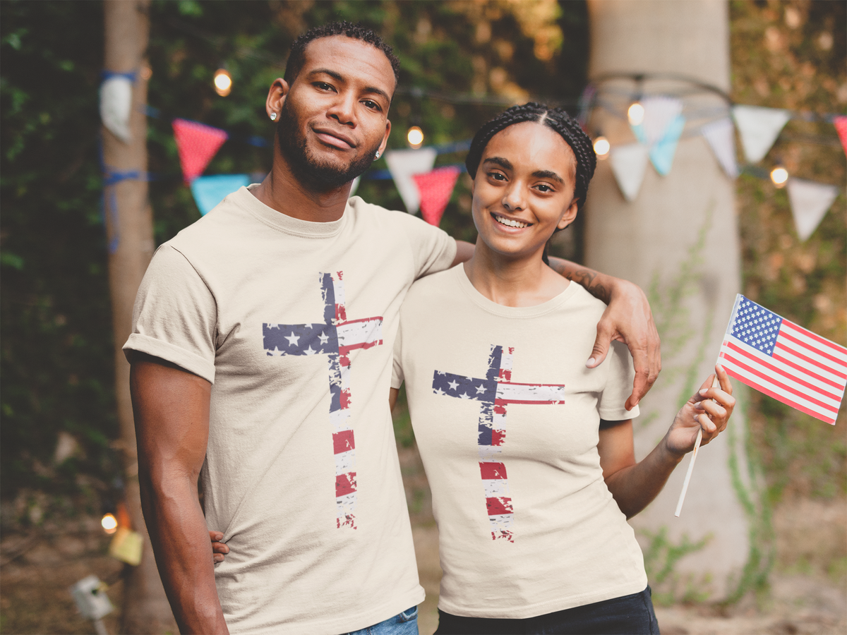 Faith & Freedom — American Flag Cross T-Shirt
