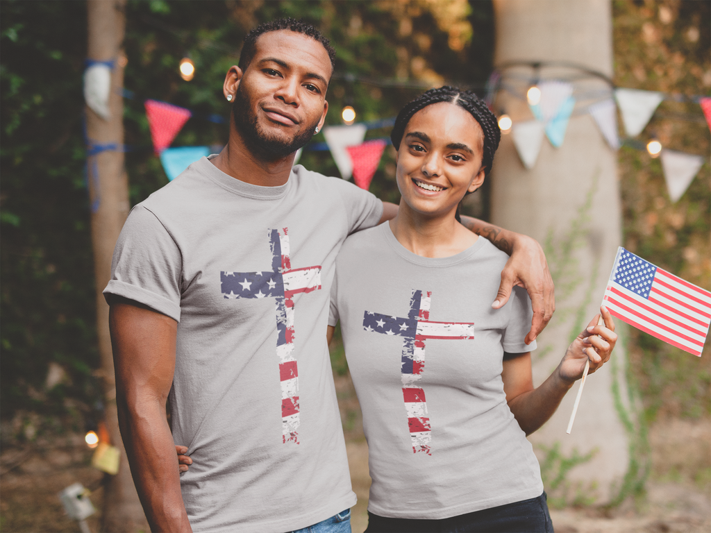 Faith & Freedom — American Flag Cross T-Shirt