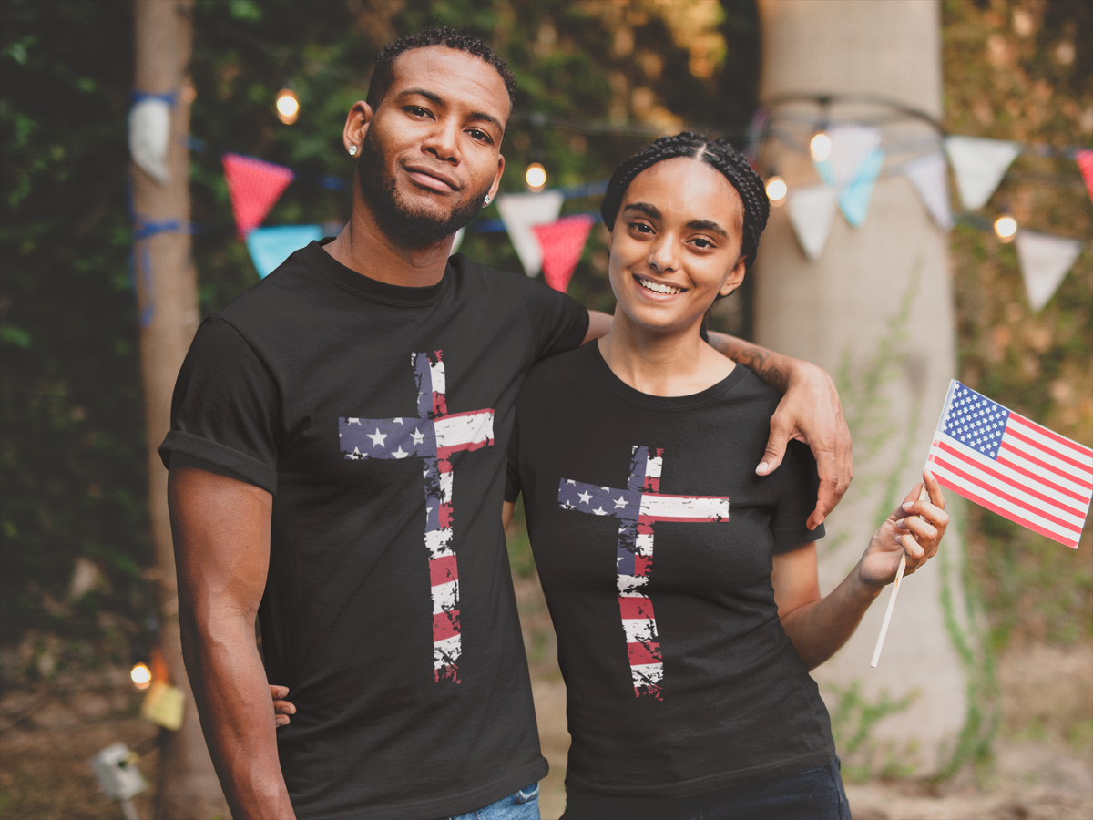 Faith & Freedom — American Flag Cross T-Shirt