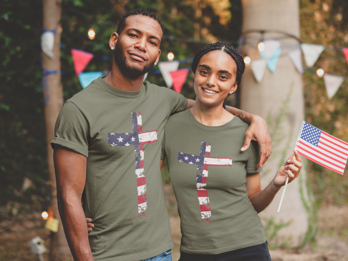 Faith & Freedom — American Flag Cross T-Shirt