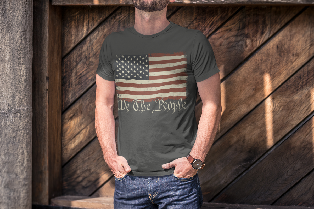 Vintage American Flag T‑Shirt — “We The People” Patriotic Tee