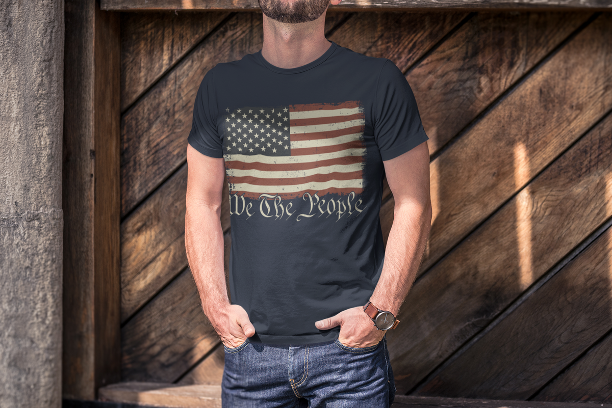 Vintage American Flag T‑Shirt — “We The People” Patriotic Tee
