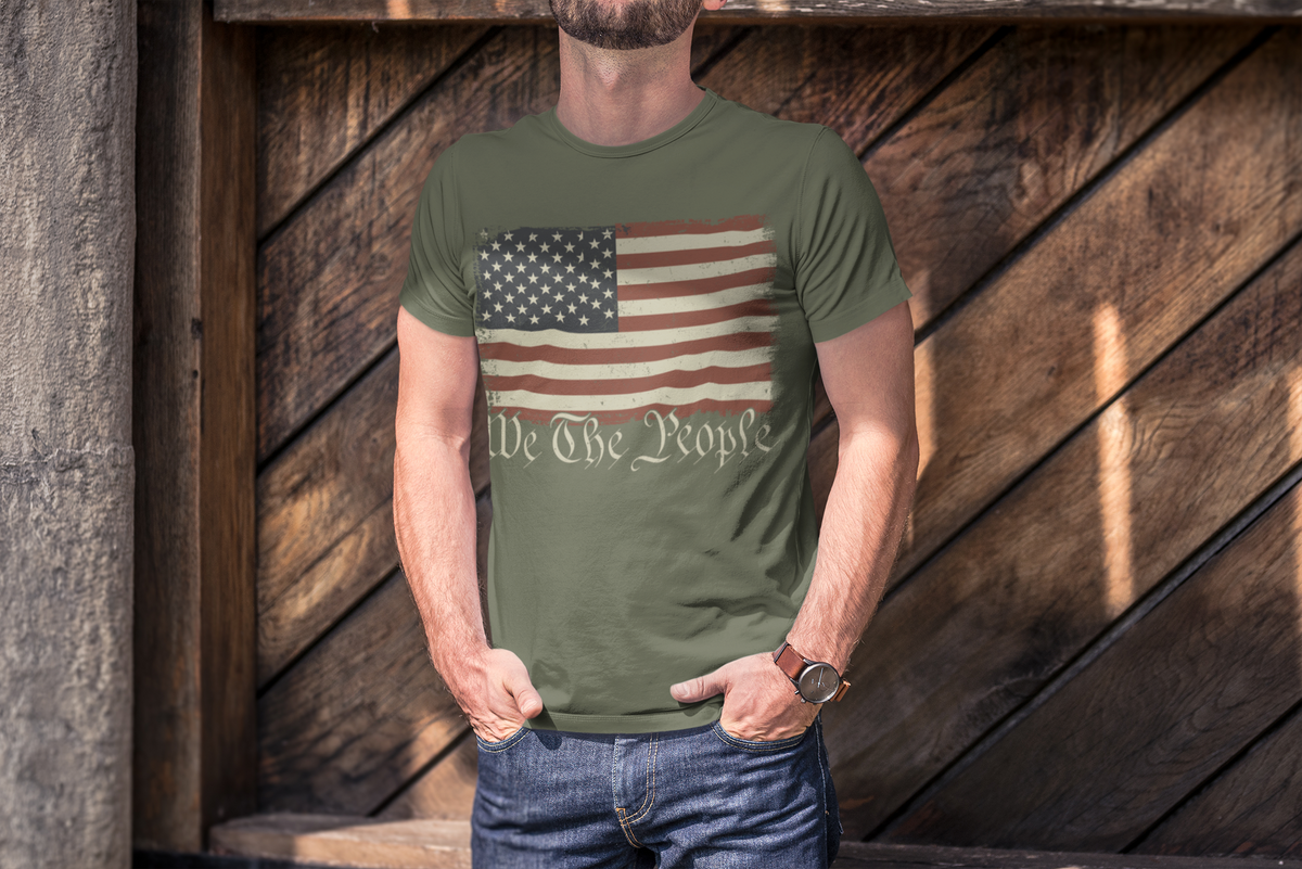Vintage American Flag T‑Shirt — “We The People” Patriotic Tee