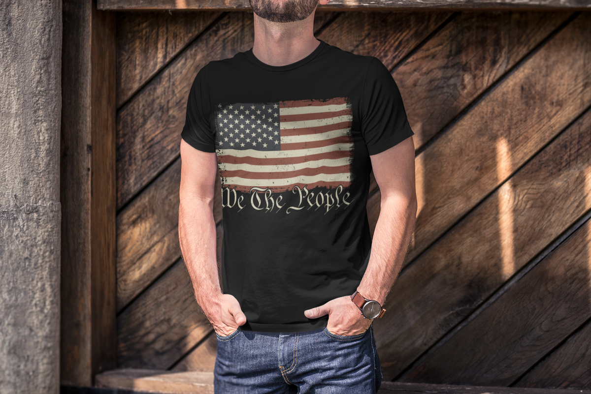 Vintage American Flag T‑Shirt — “We The People” Patriotic Tee