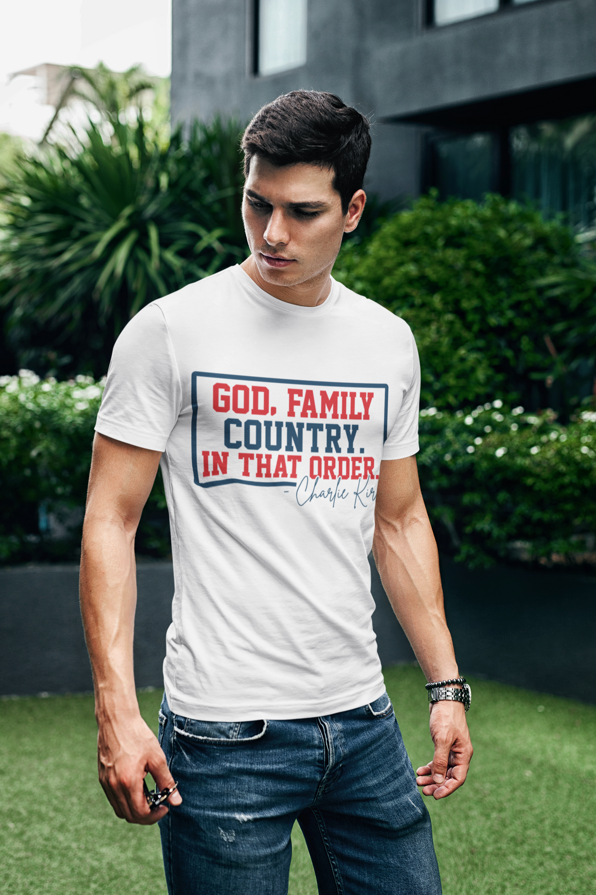 God, Family, Country T-Shirt — Charlie Kirk Quote Patriotic Tee