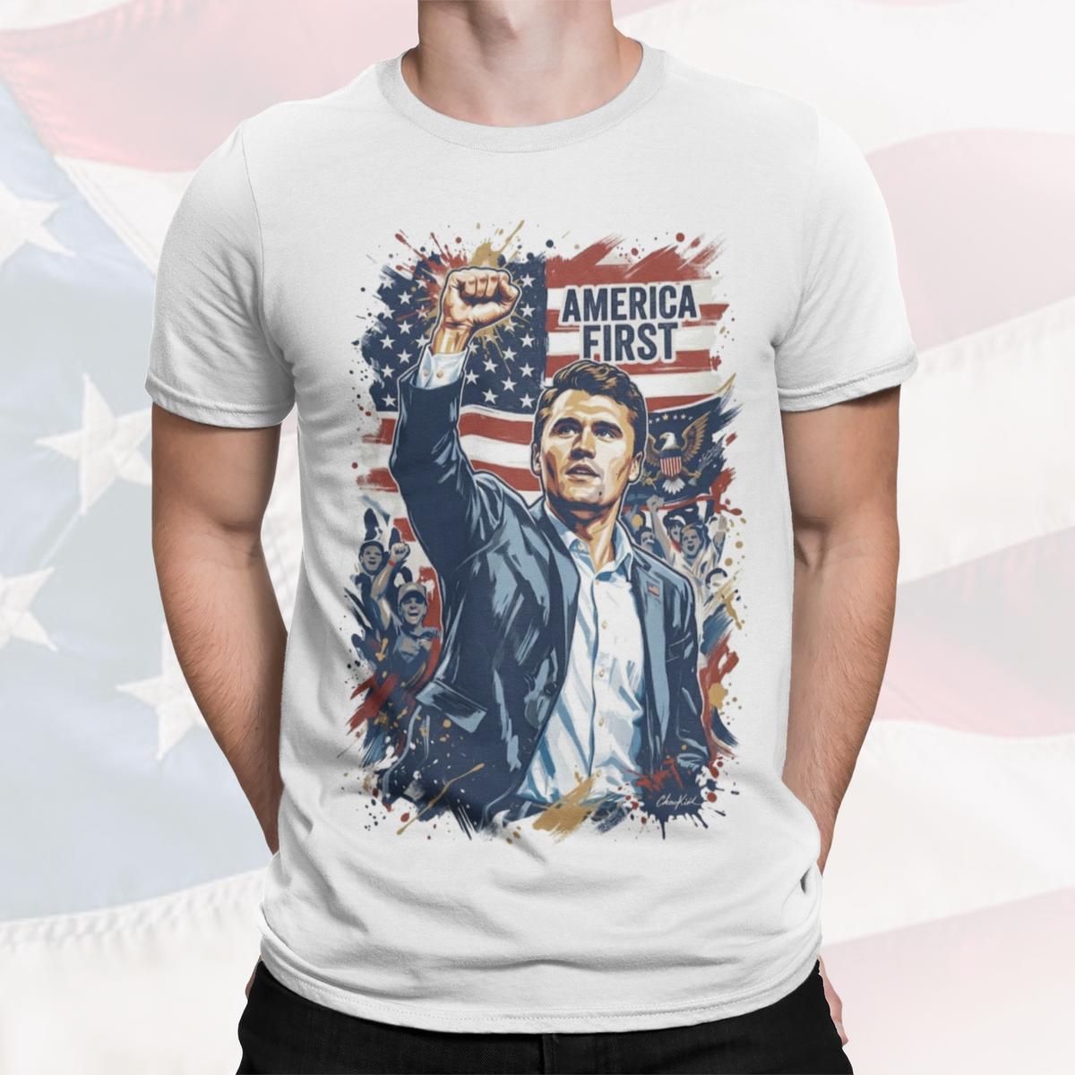 Charlie Kirk Tribute Portrait Patriotic Tee