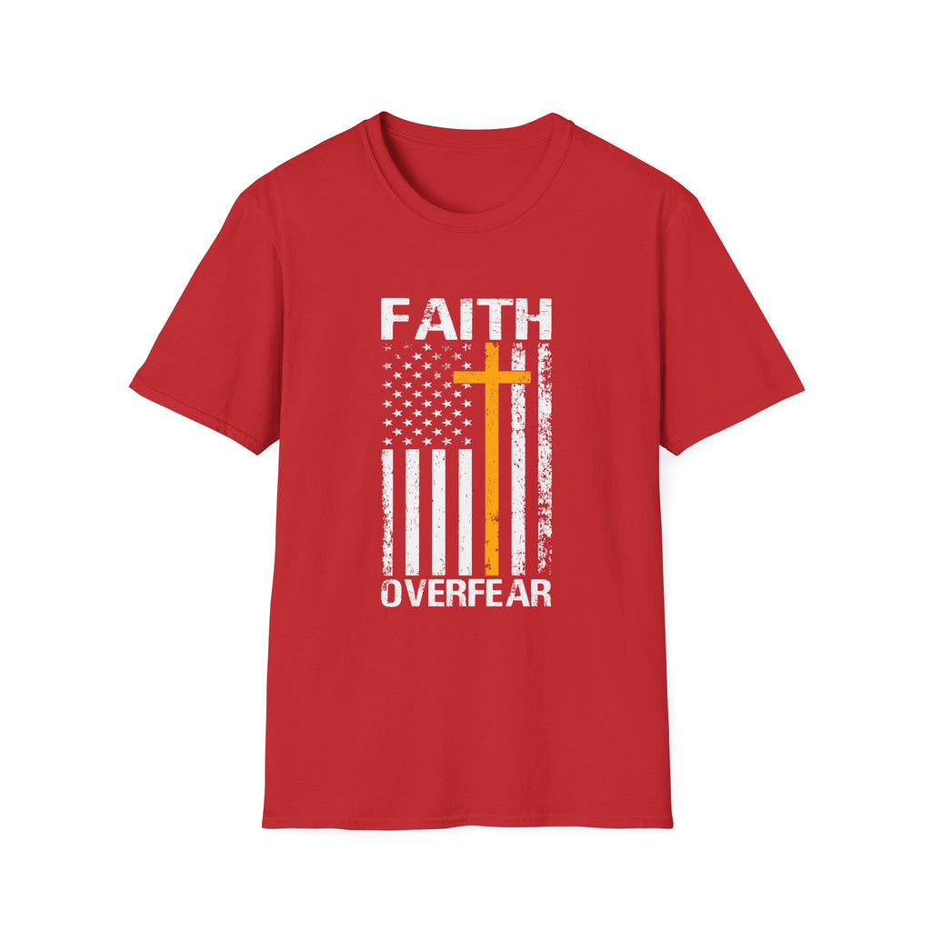 Faith Over Fear — Flag & Cross Christian Tee