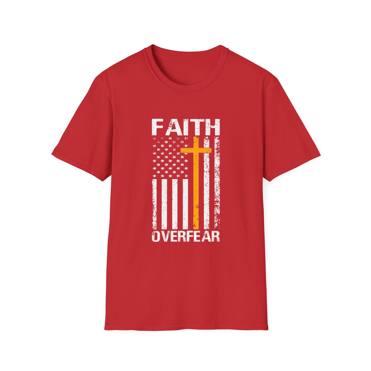 Faith Over Fear — Flag & Cross Christian Tee