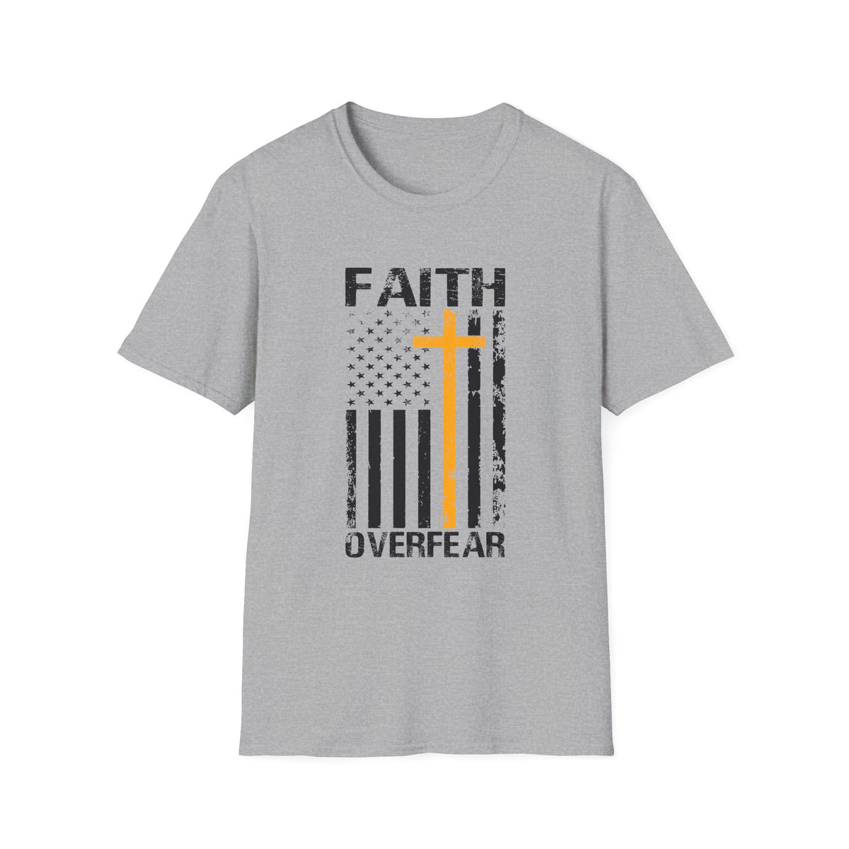 Faith Over Fear — Flag & Cross Christian Tee