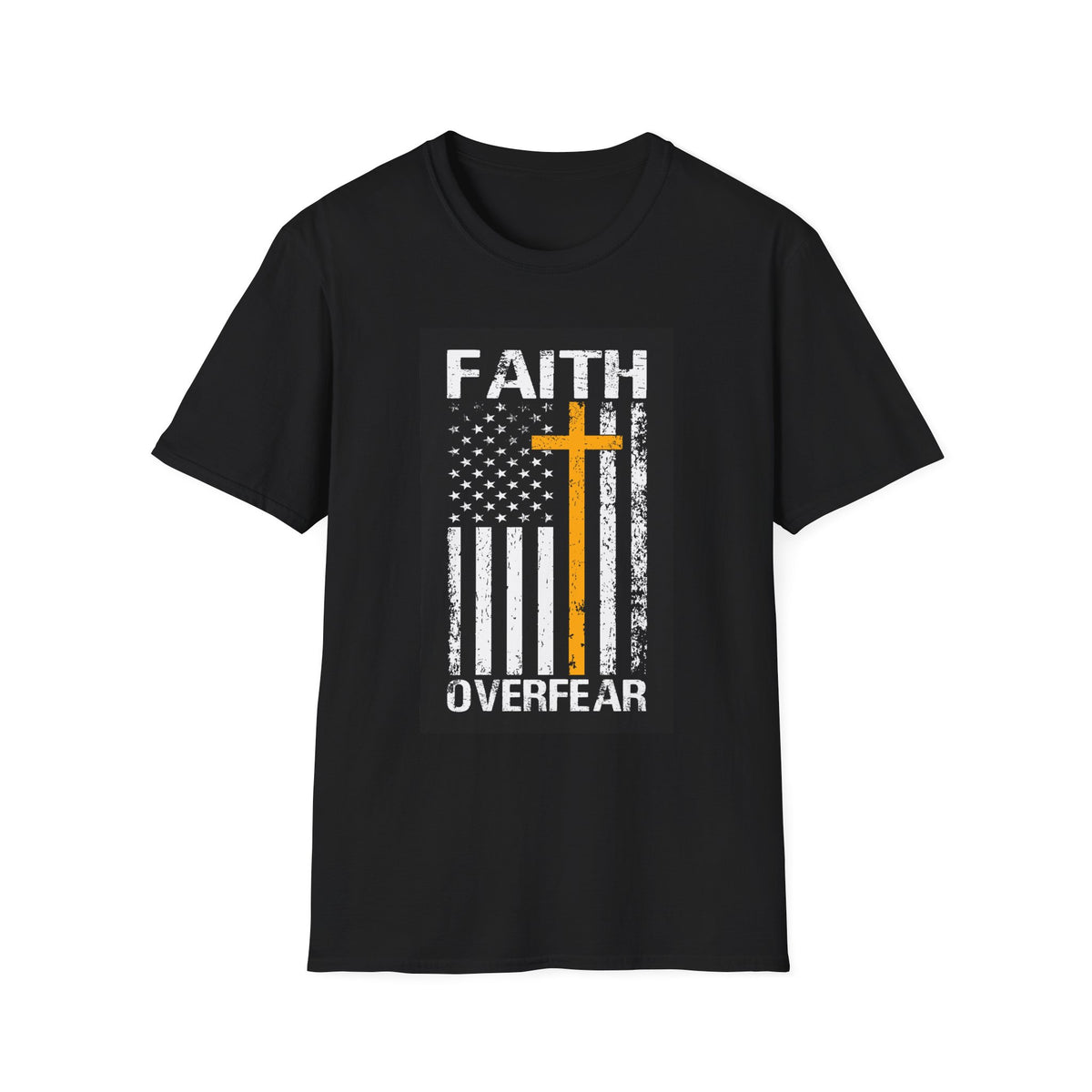 Faith Over Fear — Flag & Cross Christian Tee