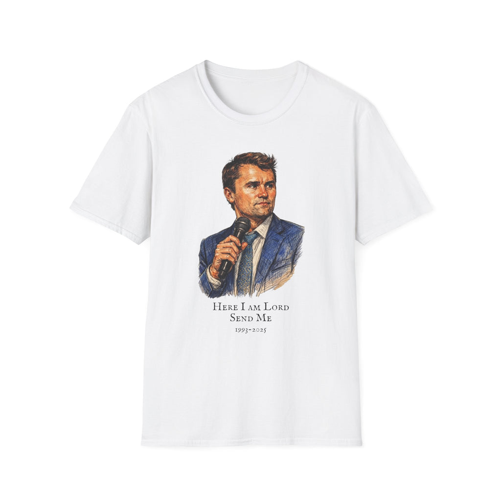 Here I Am Lord Send Me — Charlie Kirk Tribute Portrait Tee