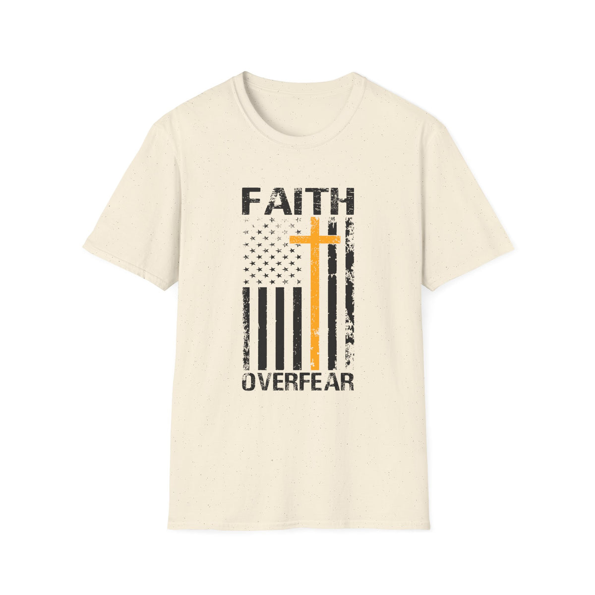 Faith Over Fear — Flag & Cross Christian Tee